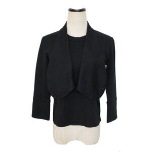 NOIR KEI NINOMIYA Comme Des Garcons Black Cotton Long Collar Knit Jersey Top XS